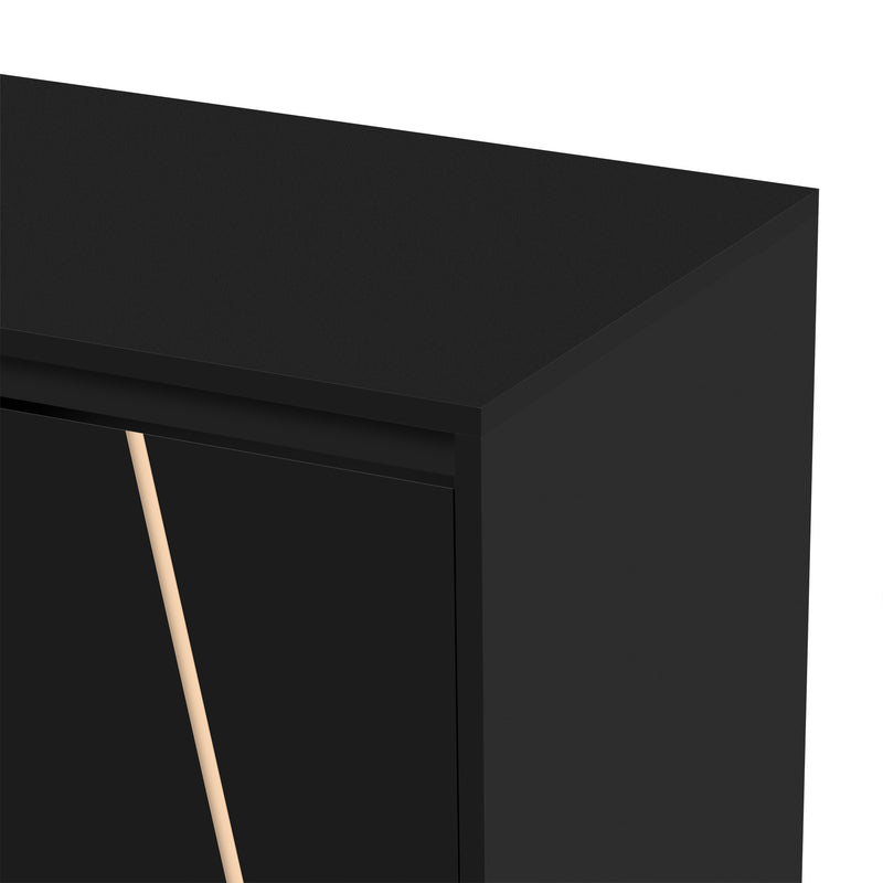 Buffet moderne noir avec motif géométrique accents dorés ENDOCRINE