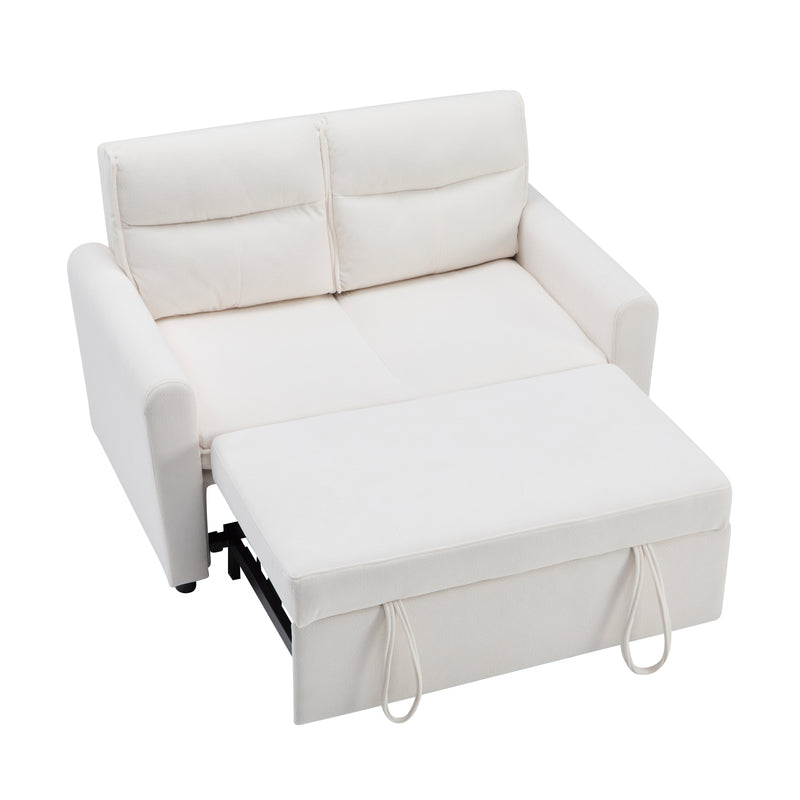 Canapé-lit convertible 2 places velours beige clair, dossier 5 positions RIDGEGLEN