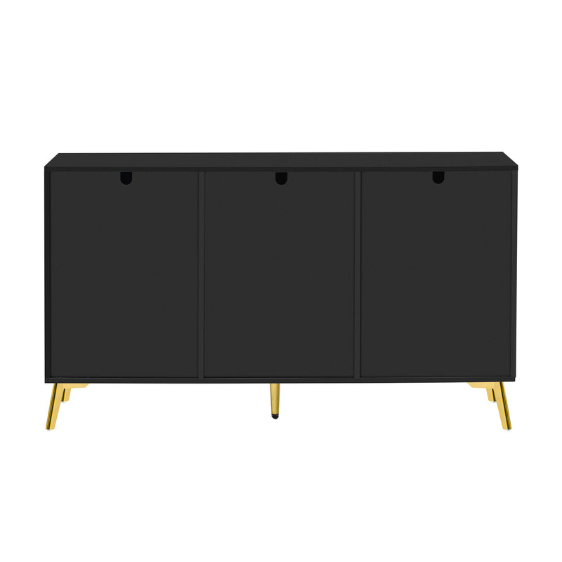 Buffet moderne noir avec motif géométrique accents dorés ENDOCRINE
