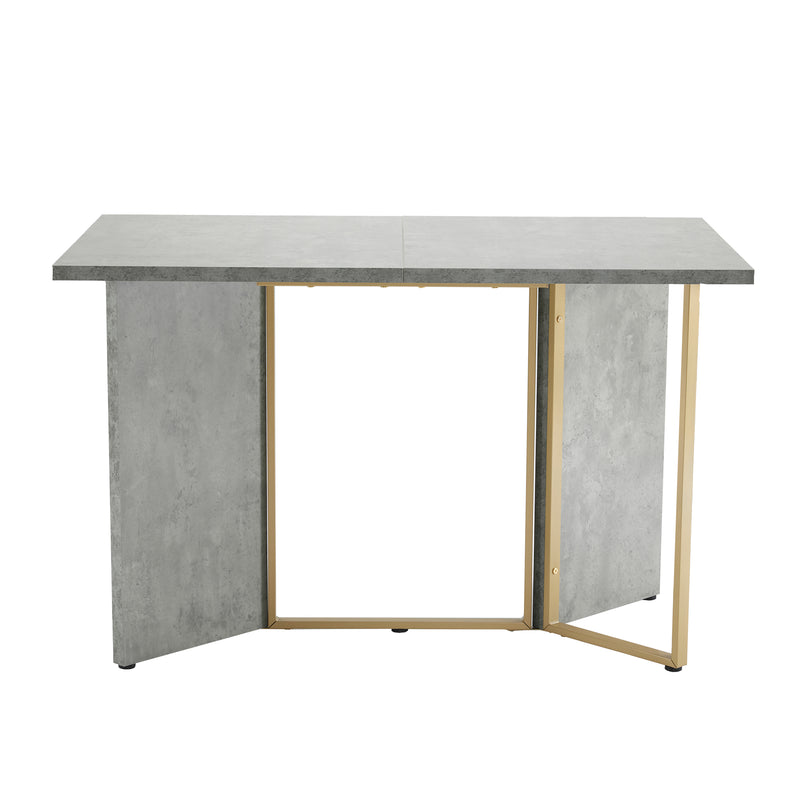 Table de salle à manger élégante effet ciment avec pieds en métal 70*119 cm KAURCON