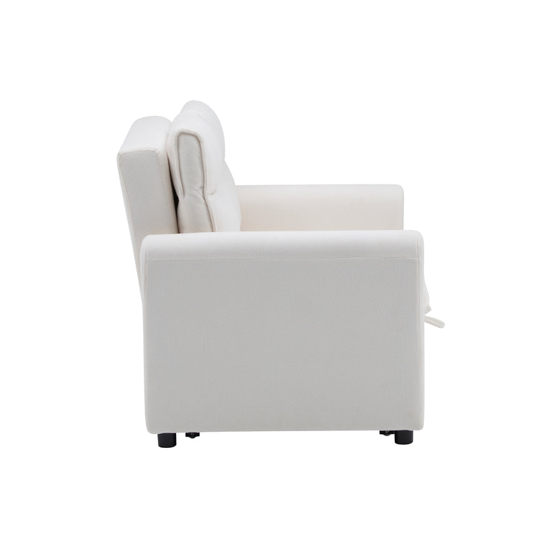 Canapé-lit convertible 2 places velours beige clair, dossier 5 positions RIDGEGLEN