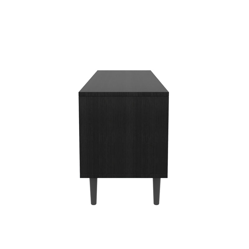 Meuble TV moderne effet bois bambou noir 150x38x55 cm Diestru