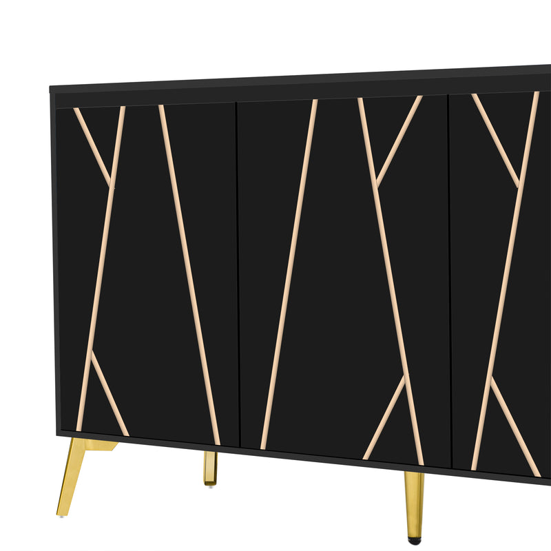 Buffet moderne noir avec motif géométrique accents dorés ENDOCRINE