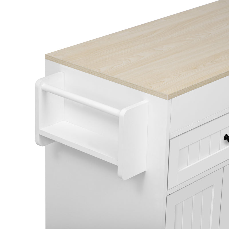 Îlot de cuisine mobile multifonctionnel avec plateau rétractable 2 tiroirs et 4 portes CAPSID