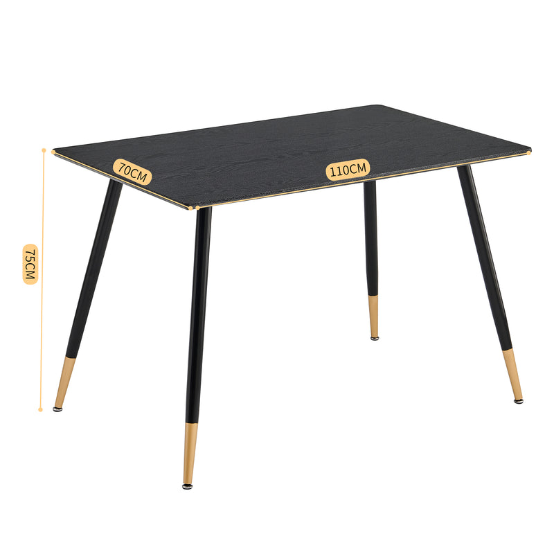 Ensemble de table rectangulaire noir et 4 chaises tissu noir scandinave WHALEN BLACK WOOD TABLE BG +CHARLTON BLACK B