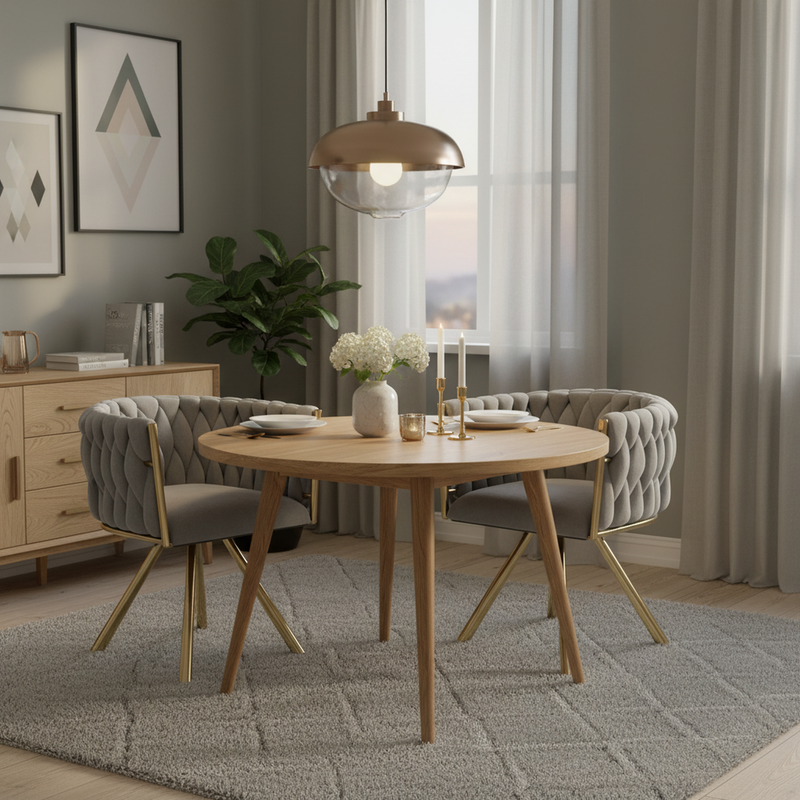 Lot de 2 chaises de salle à manger pivotant 360° velours gris matelassé et base doré EPICUTICL