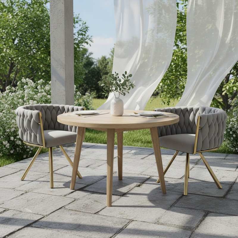 Lot de 2 chaises de salle à manger pivotant 360° velours gris matelassé et base doré EPICUTICL
