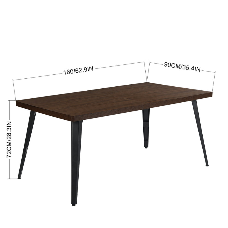 Table de salle à manger rectangulaire style industriel effet bois noyer 160x90 STAN DARK BROWN