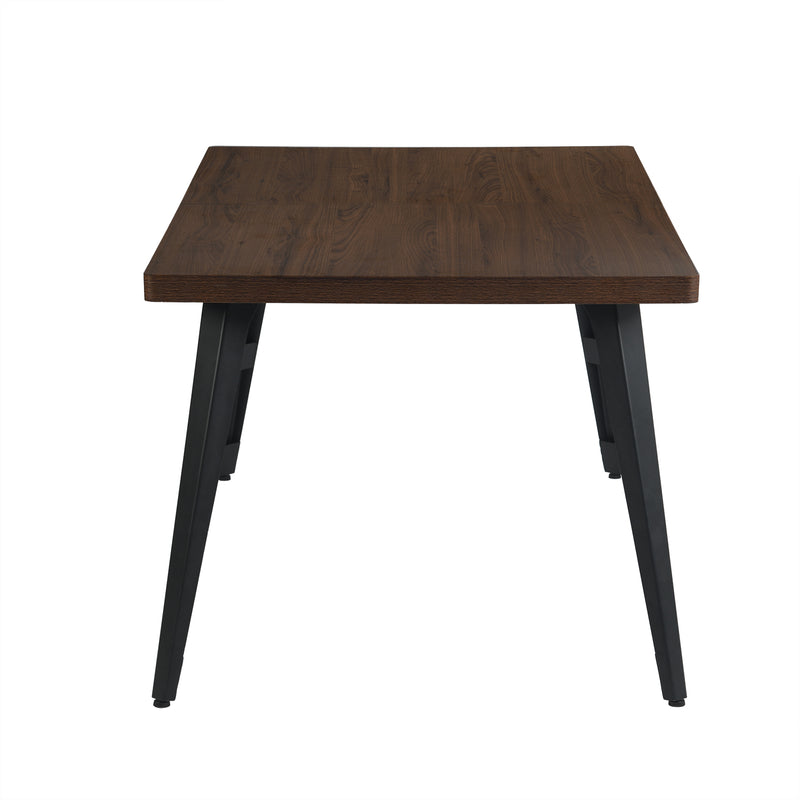 Table de salle à manger rectangulaire style industriel effet bois noyer 150x80 STAN DARK BROWN