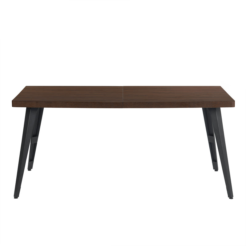 Table de salle à manger rectangulaire style industriel effet bois noyer 150x80 STAN DARK BROWN