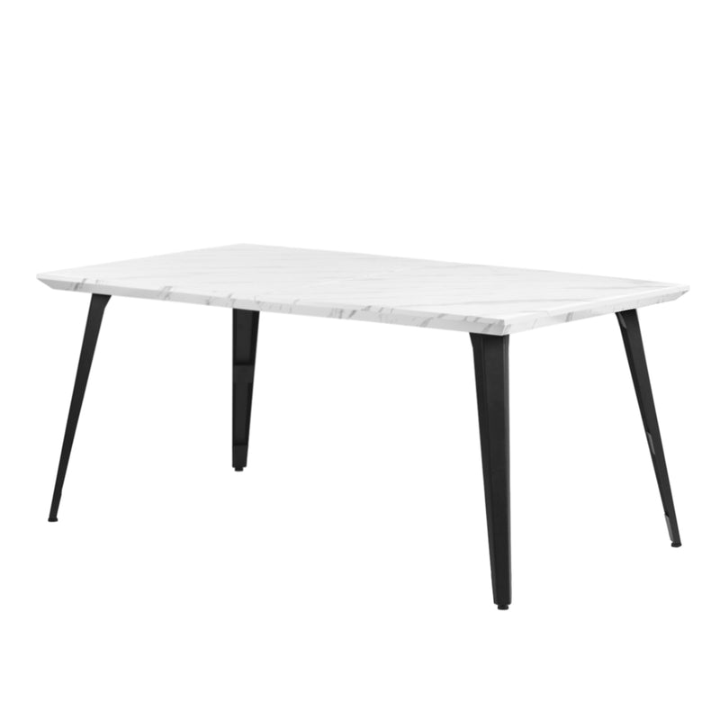 Table de salle à manger rectangulaire effet marbre blanc de style scandinave 150x80 STAN WHITE MARBLE