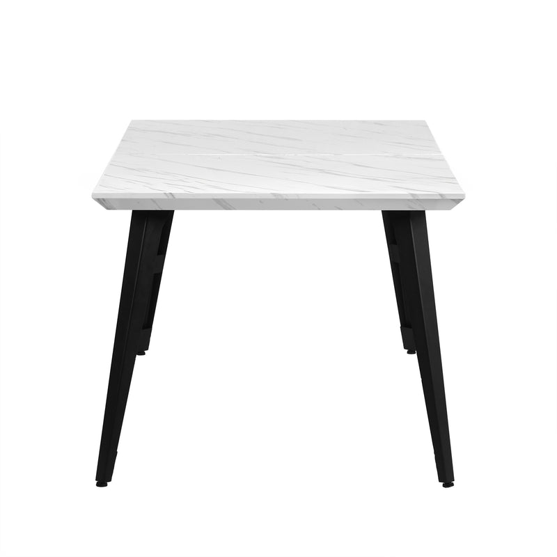 Table de salle à manger rectangulaire effet marbre blanc de style scandinave 150x80 STAN WHITE MARBLE