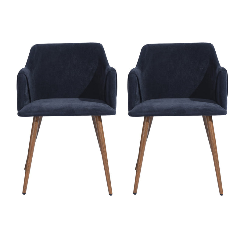 Lot de 2 chaises de salle à manger scandinaves tissu avec accoudoirs pieds effet bois ALDRIDGE TERRY FABRIC