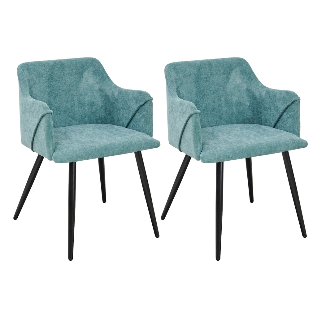 Lot de 2 chaises scandinaves velours vert pieds marron 53*54*75cm