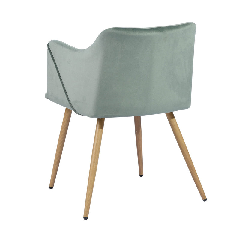 Conjunto de 2 sillas de comedor con reposabrazos en terciopelo verde claro ALDRIDGE TERCIOPELO PATA ROBLE CACTUS