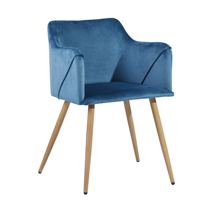 Lot de 2 chaises de salle à manger en velours bleu avec accoudoirs ALDRIDGE VELVET NAVYBLUE OAK LEG