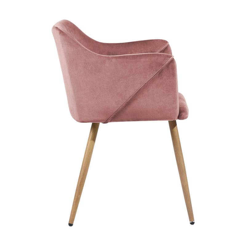 Conjunto de 2 sillas de comedor con brazos en terciopelo rosa ALDRIDGE TERCIOPELO PATA ROBLE ROSA