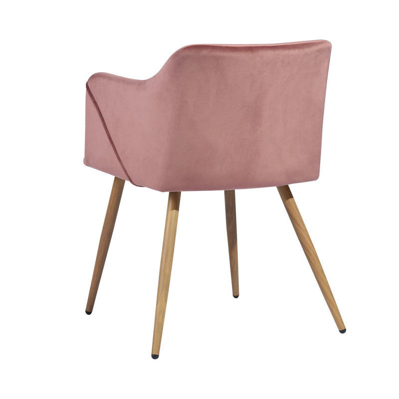 Conjunto de 2 sillas de comedor con brazos en terciopelo rosa ALDRIDGE TERCIOPELO PATA ROBLE ROSA
