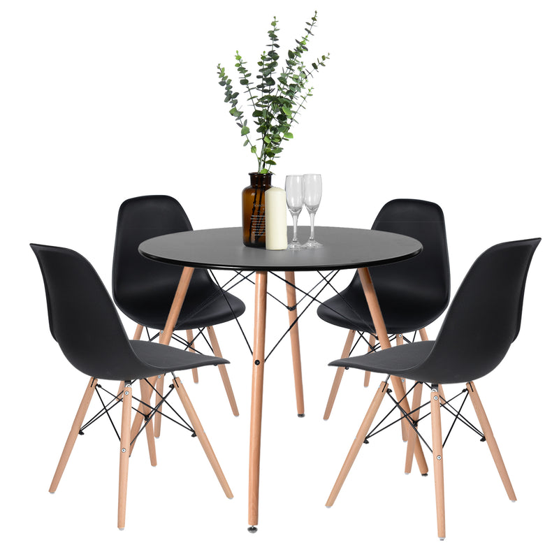 Lot de 4 chaises de salle à manger noires au style scandinave et industriel RICO V1 BLACK RF