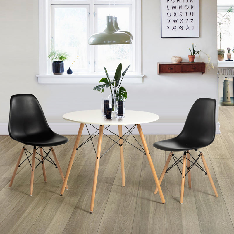 Mesa de comedor redonda en estilo escandinavo blanco y madera CHAD QS