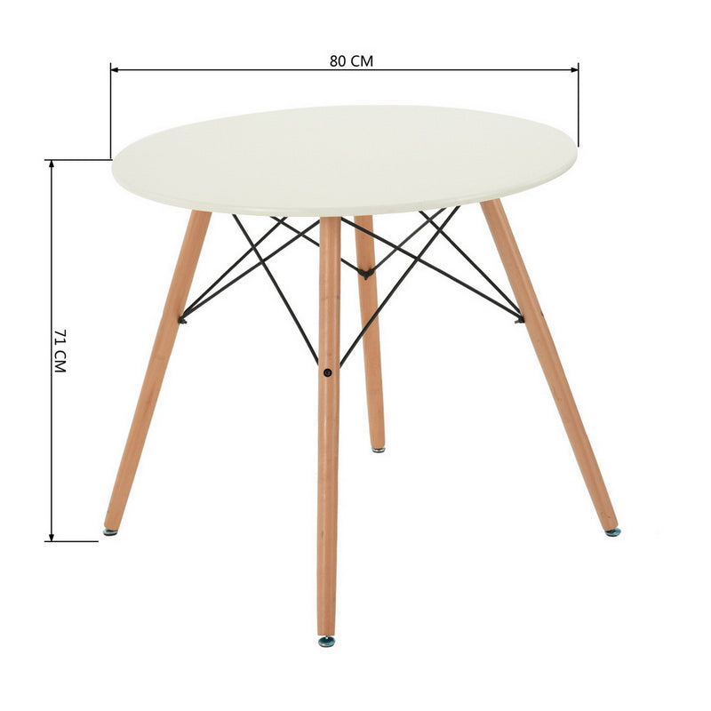 Table de salle à manger ronde au style scandinave blanc et bois CHAD QS