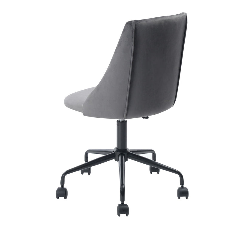 Chaise de bureau scandinave hauteur ajustable pivotant à roulettes en velours gris CIAN GREY I