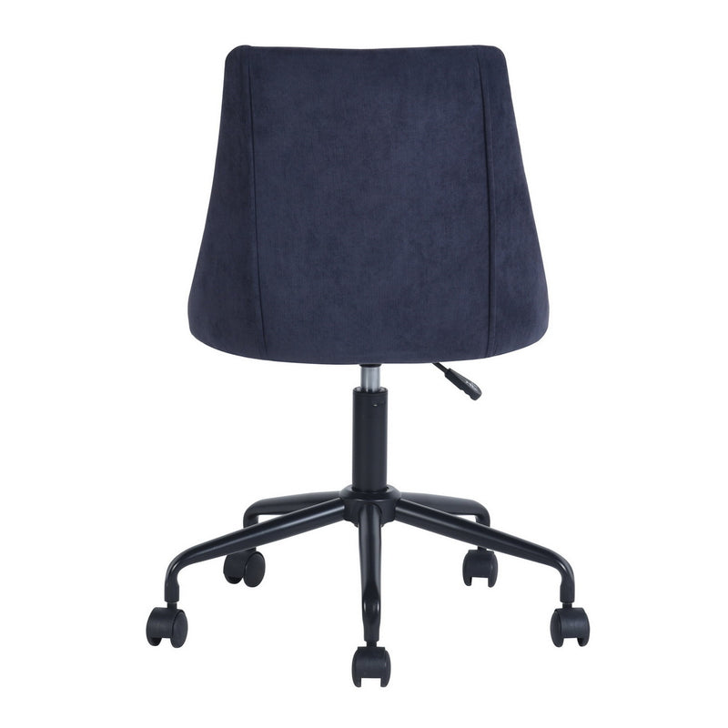 Skandinavischer Bürostuhl, höhenverstellbar, drehbar, mit Rollen aus blauem Stoff CIAN BLUE