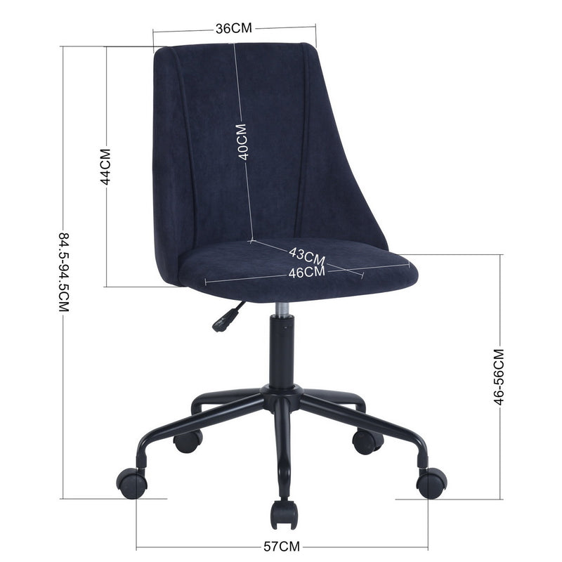 Chaise de bureau scandinave hauteur ajustable pivotant à roulettes en tissu bleu CIAN TERRY BLUE