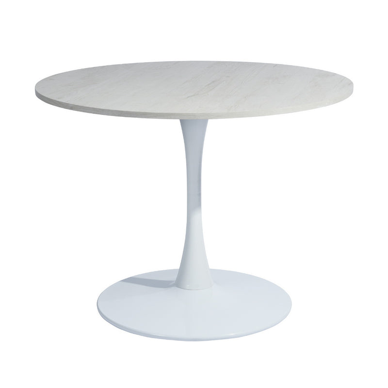 Table de salle à manger ronde 100cm vintage blanc chêne mat CLIFT OAK A