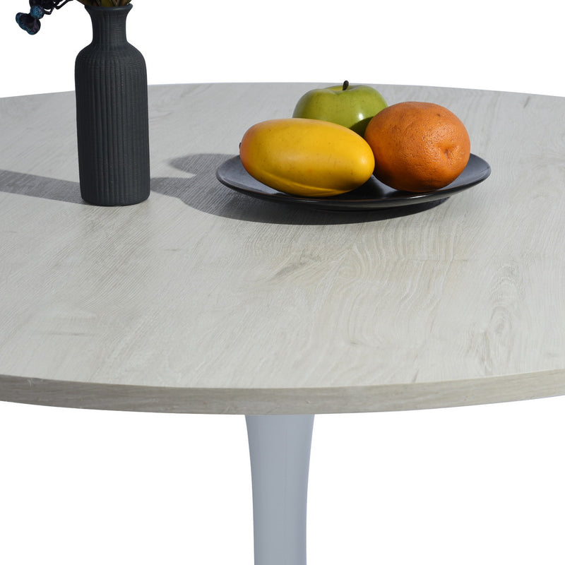Table de salle à manger ronde 100cm vintage blanc chêne mat CLIFT OAK A