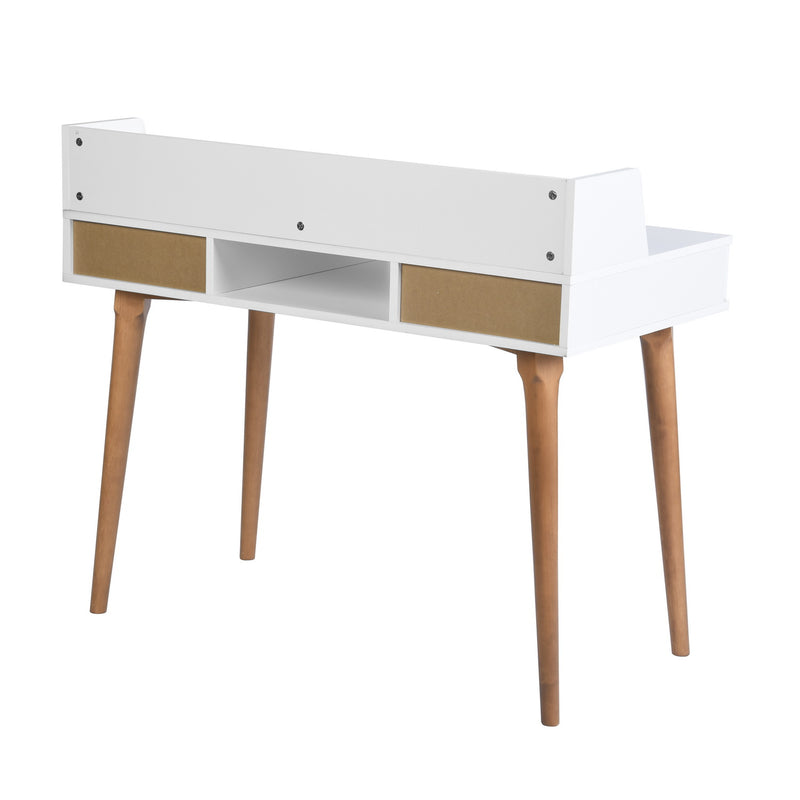 Bureau moderne blanc avec tiroirs et rangement avec strcture en bois DOMANA SMALL