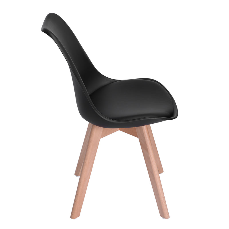 Conjunto de 4 sillas de comedor escandinavas negras y madera FRANKFURT BLACK