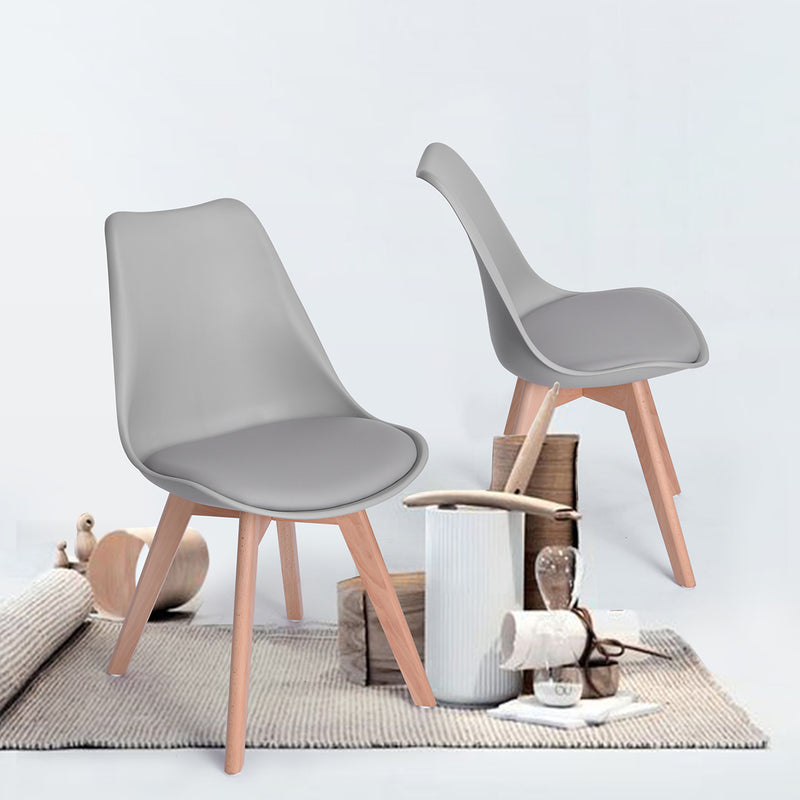 Lot de 4 chaises scandinaves gris et bois salle à manger FRANKFURT GREY YKC