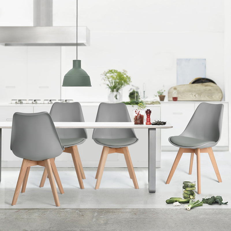 Lot de 4 chaises scandinaves gris et bois salle à manger FRANKFURT GREY YKC