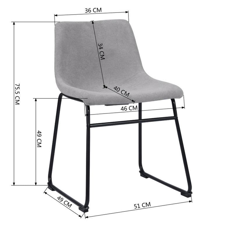 Conjunto de 2 sillas de comedor en tejido gris TELA GENOVA GRIS 2PZS