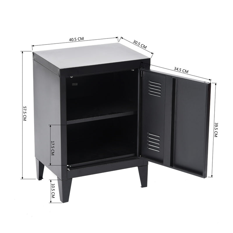 Mueble contenedor de estilo industrial de metal negro GRAVES SOLO BLACK LT