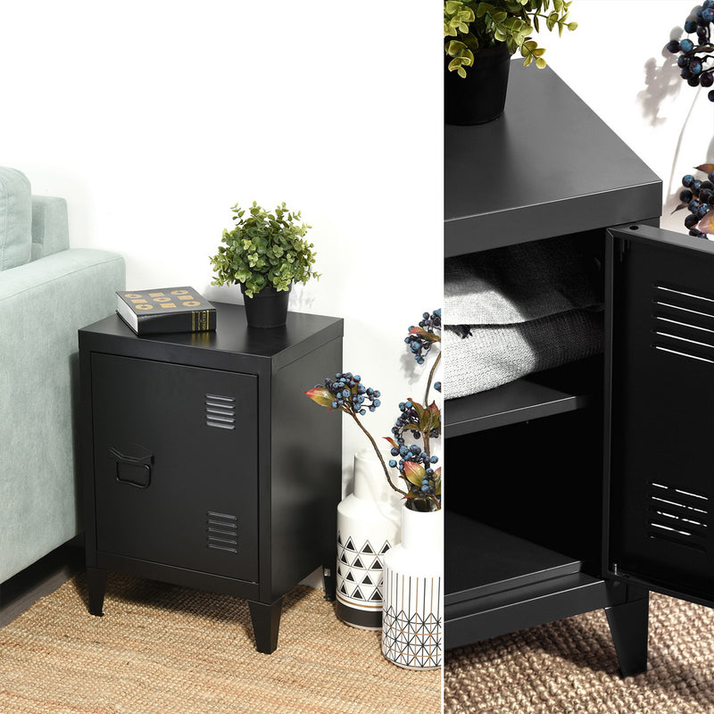 Caisson de rangement au style industriel en métal noir GRAVES SOLO BLACK LT