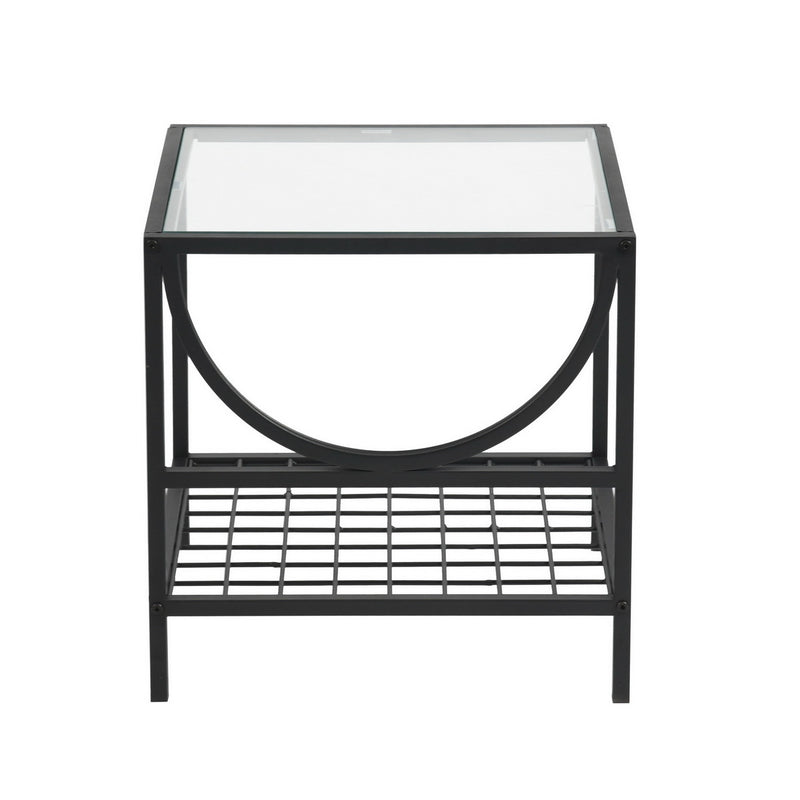 Mesa auxiliar moderna en vidrio y metal JANKIN END TABLE