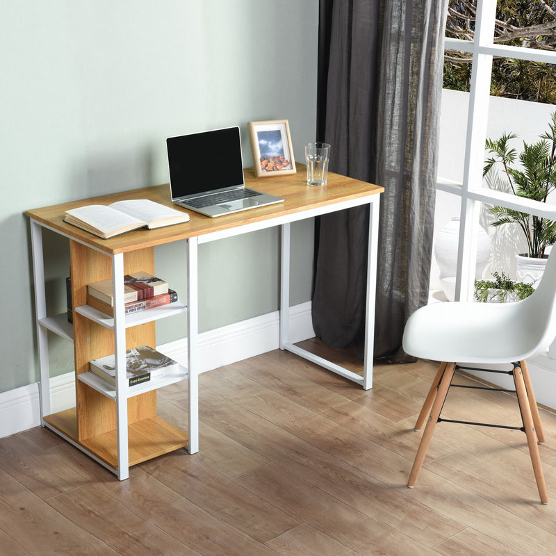 Bureau moderne avec cinq étagères blanc et bois de chêne JESUSA