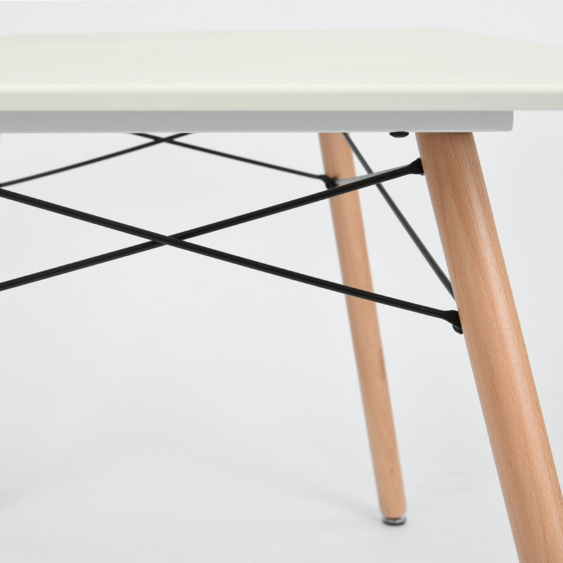 Table de salle à manger style scandinave et industriel blanc et bois LONDON S