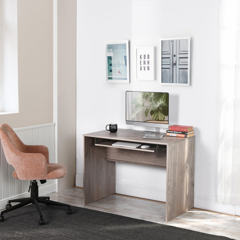 MASHA Juego de muebles de combinación de oficina en casa retro de madera con efecto de roble de 4 piezas