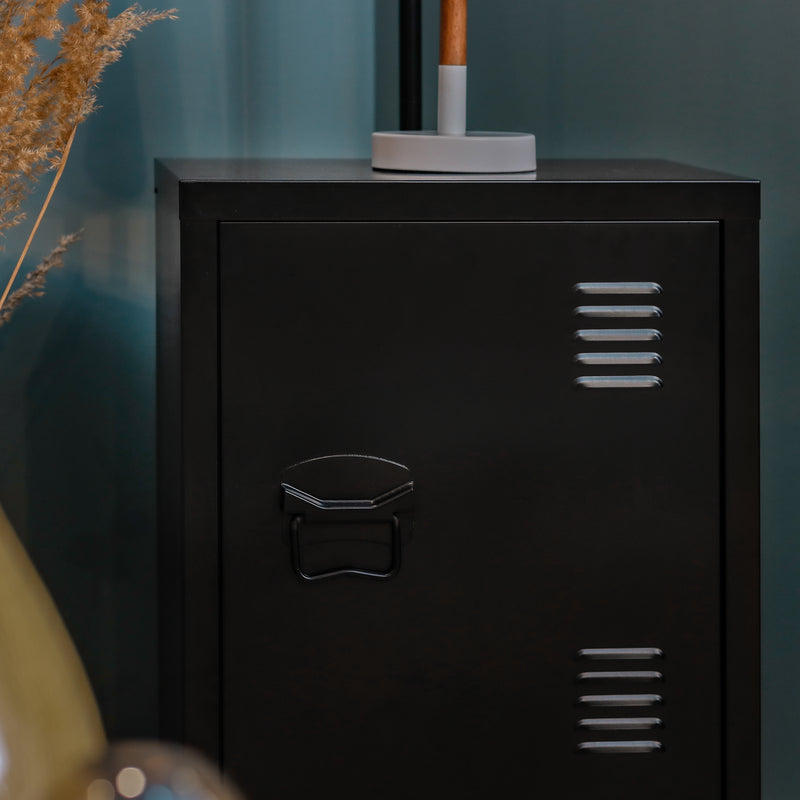 Caisson de rangement au style industriel en métal noir GRAVES SOLO BLACK LT