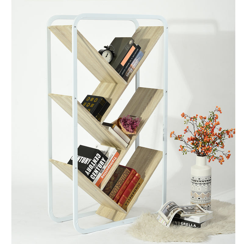 Kleines Bücherregal aus Weiß und Holz PURAU BUCHE