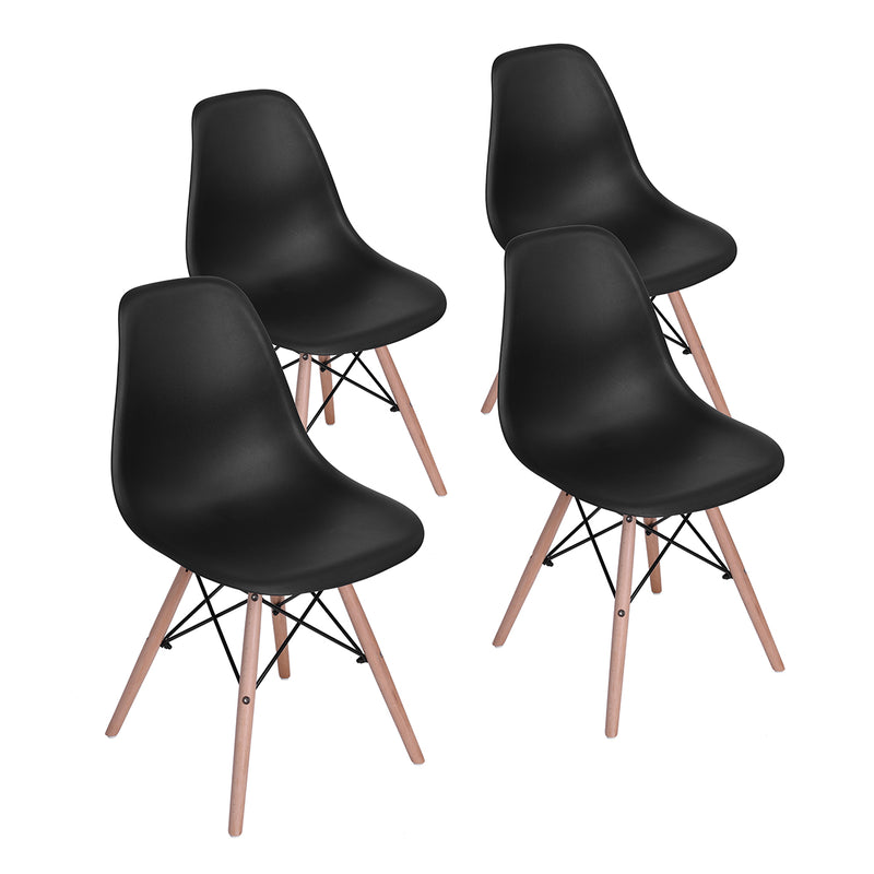 Lot de 4 chaises de salle à manger noires au style scandinave et industriel RICO V1 BLACK RF