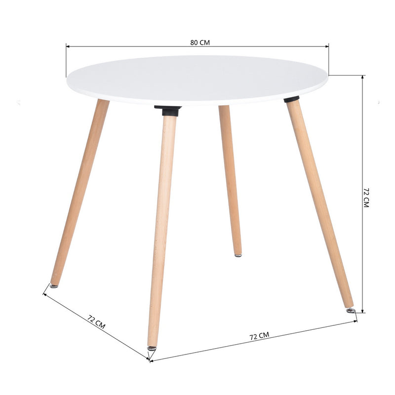 Table de salle à manger ronde scandinave blanche 80*80*74cm ROOKIE ROUND TOP