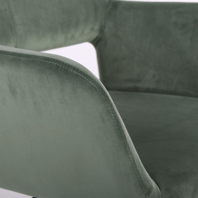 Chaise de bureau moderne en velours vert réglable et 360° ROSS CHROME VELVET CACTUS