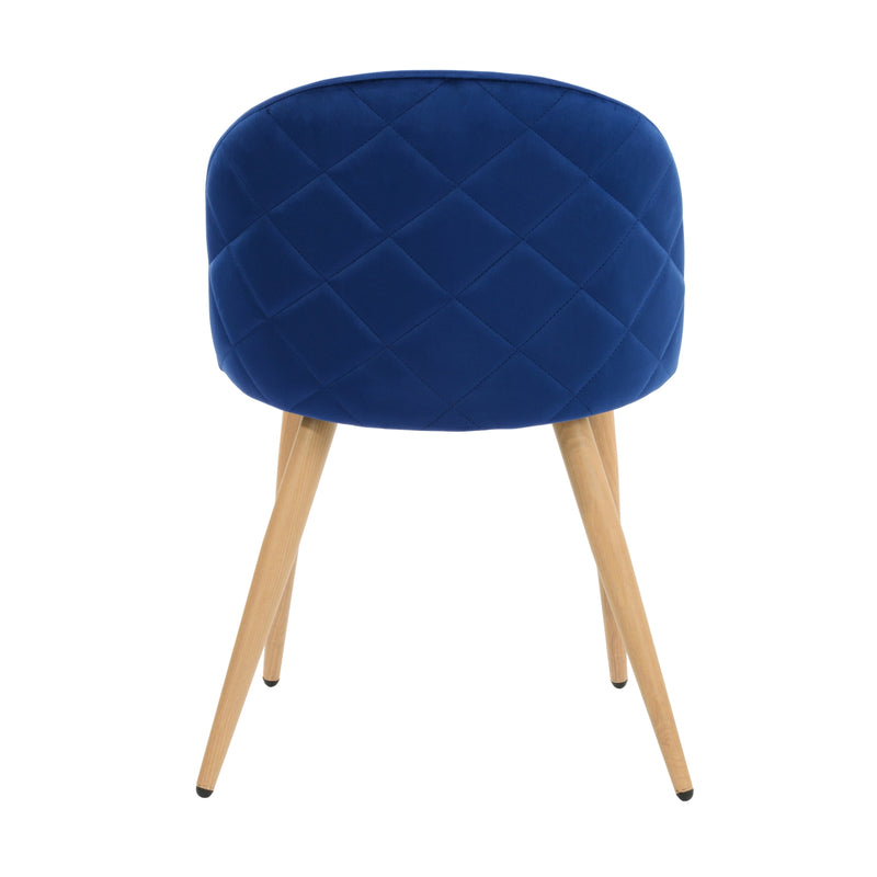 Conjunto de 2 sillas de comedor escandinavas de terciopelo azul ZOMBA DARK BLUE VELVET DIAMOND