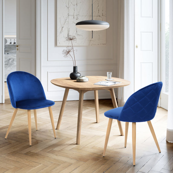 Lot de 2 chaises de salle à manger scandinaves en velours bleu ZOMBA DARK BLUE VELVET DIAMOND