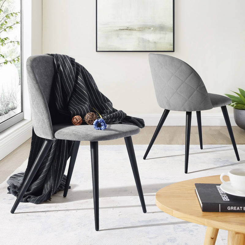 Conjunto de 2 sillas de comedor escandinavas en tejido gris ZOMBA TELA TERCIOPELO GRIS