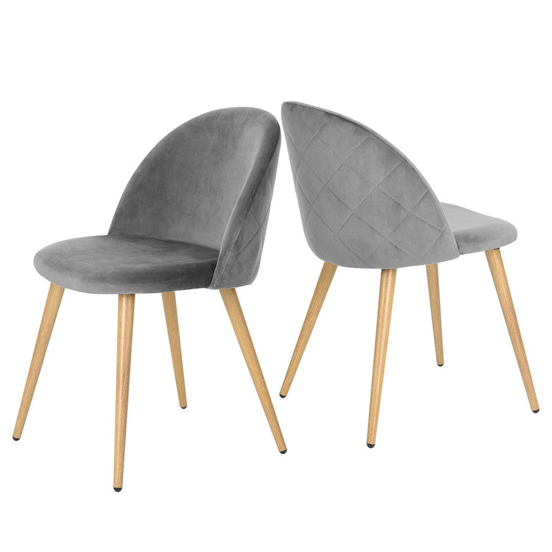 Conjunto de 2 sillas de comedor escandinavas de terciopelo gris ZOMBA TERCIOPELO GRIS DIAMANTE KD METAL SY